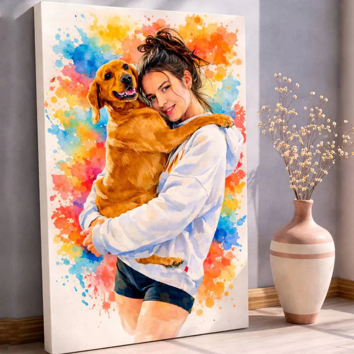 Watercolor Dog Portrait Canvas Print
