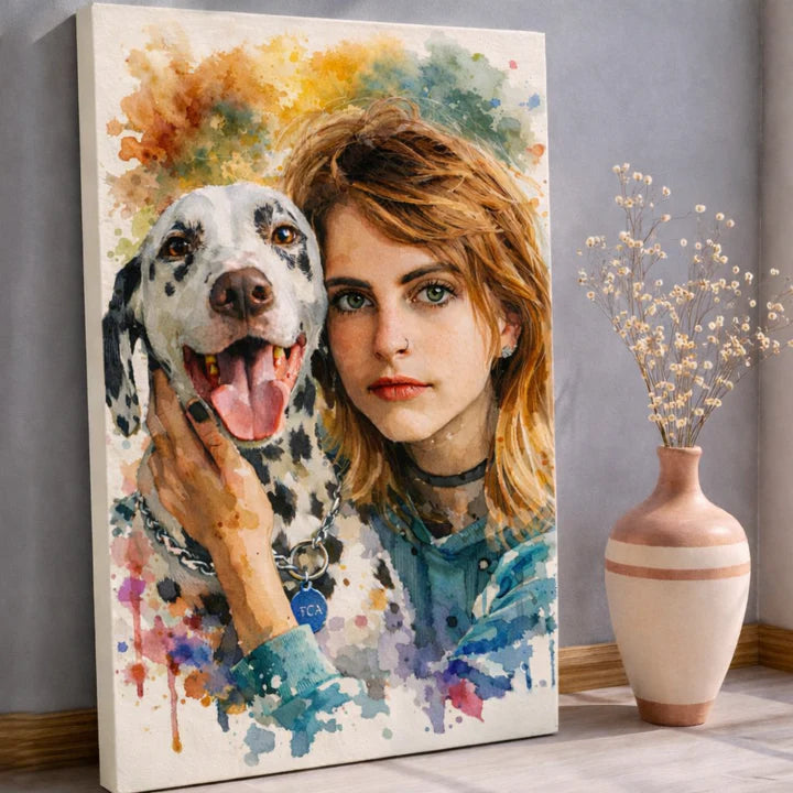 Watercolor Dog Portrait Canvas Print