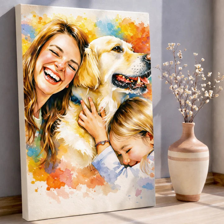 Watercolor Dog Portrait Canvas Print